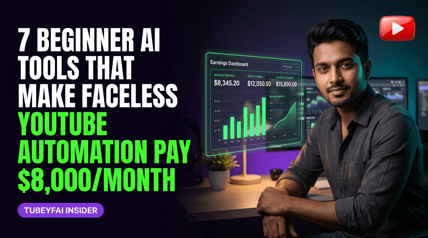 7 Beginner AI Tools That Make Faceless YouTube Automation Pay $8,000/Month